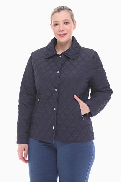 VETRE Large Size Bb Navy Blue Seasonal Quilted Coat 1039