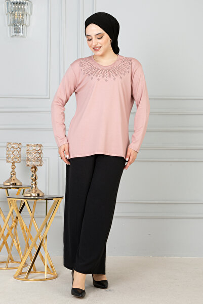 MODA Women's Plus Size Mother Combed Cotton Blouse