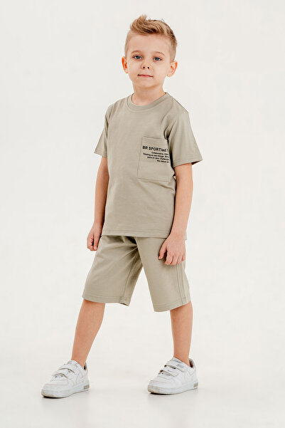 BARKOD KİDS Barcode Kids 100% Cotton Double Set T-shirt and Shorts for Boys506070183