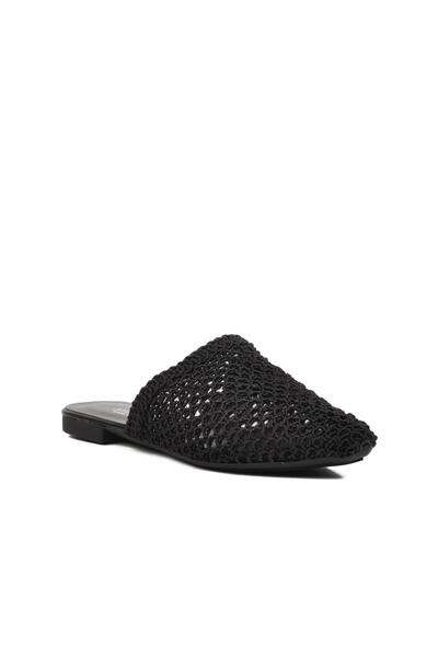 AYAKMOD 335166 Чорні плетені жіночі капці Сабо