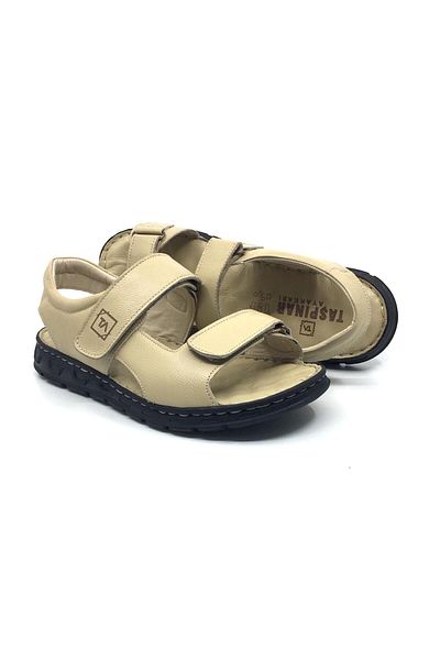 Erdem Taşpınar %100 Genuine Leather Orthopedic Men's Summer Velcro Slippers-Sandals 40-45