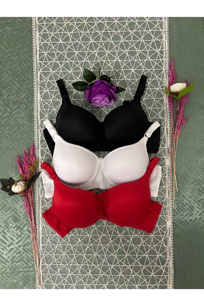 Kerem Giyim Women's Padded Underwire 3-Piece Bra Set