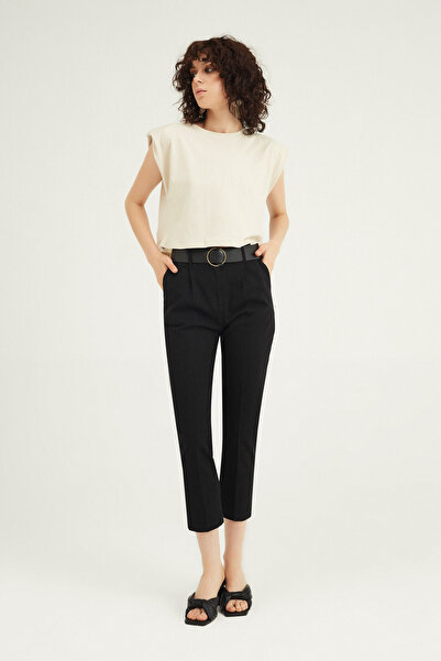 Quzu Belted High Waist Trousers Black