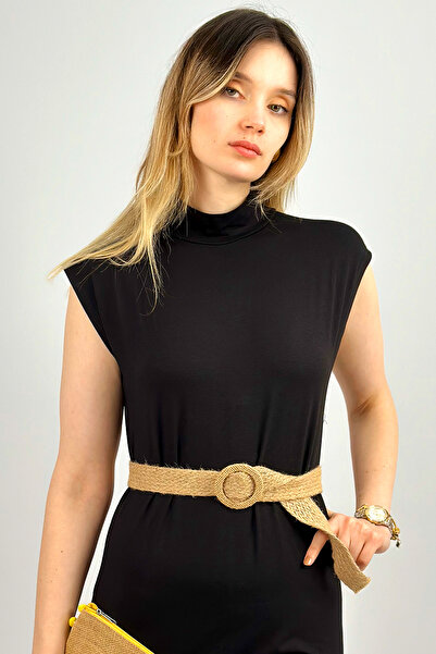 Betimoda Women's High Collar Sleeveless Underwear Viscose Tunic Black