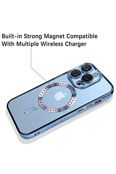 Rivor Apple iPhone 11 Pro Max Kılıf Kamera Korumalı Magsafe Wireless Şarj Şeffaf Renkli Yumuşak Kapak