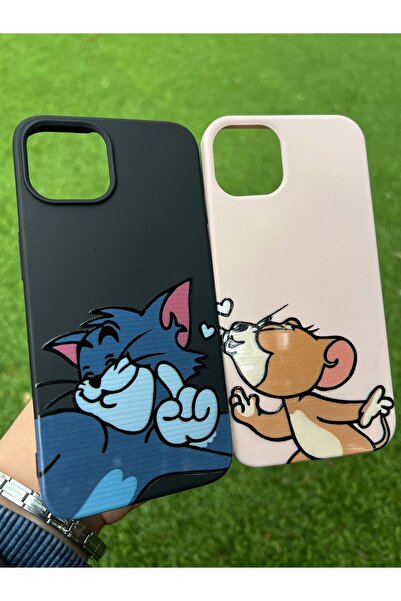 enfein Poycase Tom Ve Jerry Kiss Tasarımlı Yüksek Kalite Içi Kadife Çift Coup...