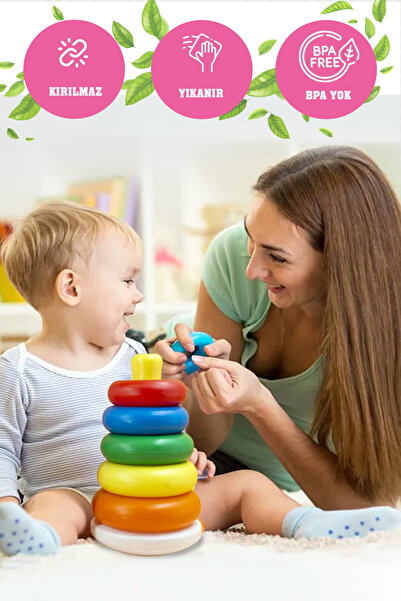 Beatitude Halka Geçirme Oyunu Bebek Eğitici Geliştirme Denge Kule Çok Renkli Oyuncak