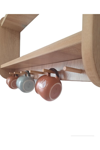 Enna Woden Ahşap desen Mutfak Terek Duvar Rafı Baharatlik Askılı Bardaklık