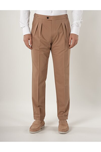 PAREZ Erkek Slim Fit İtalyan Stil Piliseli TokaLı Likralı Pantolon