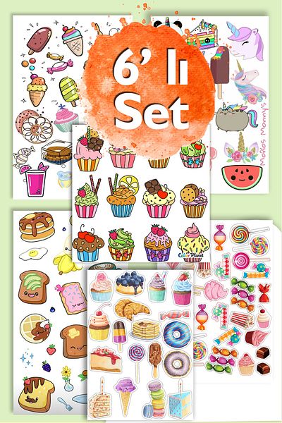 LiyaCraft Set de autocolante drăguț Vector din 6 piese - Set potrivit pentru agenda de planificare Bullet Journal