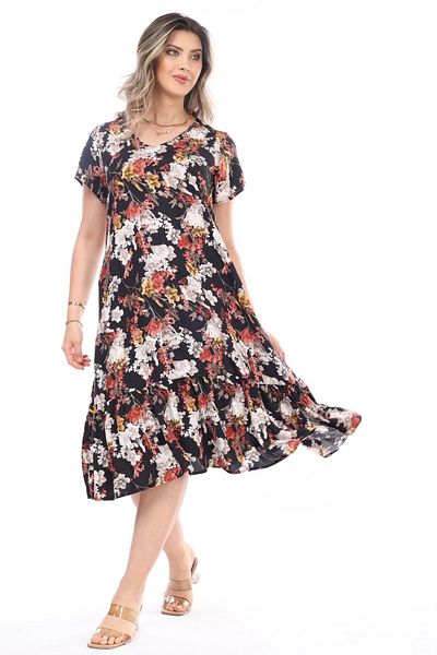 Eceyaman moda Black Red Oversize Women's Dress