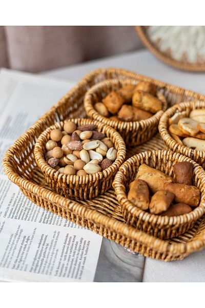 KaiHome مجموعة من 5 قطع للوجبات الخفيفة / وعاء العرض / النزهة بمظهر الروطان