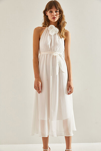 Bianco Lucci Mobile Flower Patterned Chiffon Women's Dress - Elastic Waist, Accessories60251137