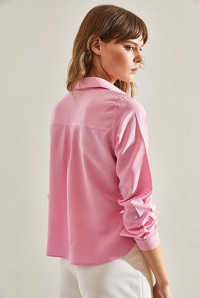 Bianco Lucci Poplin Shirt - Long Sleeve, Ornamental Pocket Detail, Women -60251115