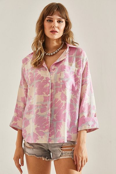 Bianco Lucci Mintás viszkóz oversize női ing - egy zsebes 60251142