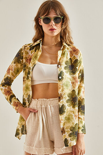 Bianco Lucci Mintás viszkóz női karcsú ing -60251143