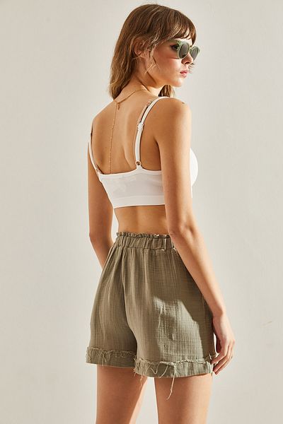 Bianco Lucci Women's - Elastic Waist Double PocKet Short Shorts & Bermuda 60251116