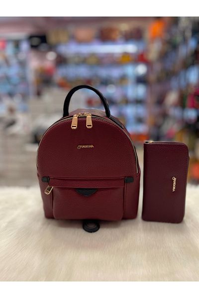 Pandora Bags Σετ σακίδιο πλάτης και πορτοφόλι σε μπορντό Midi μέγεθος