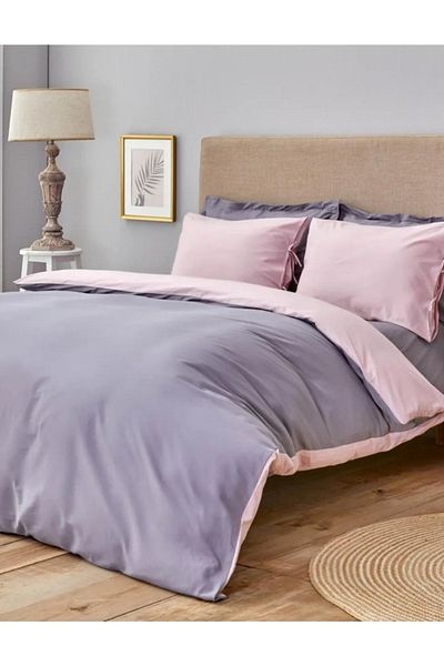Sheri Home Basic Μονό Παπλωματοθήκη 1 τεμαχίου (ΠΑΠΛΩΜΑ) 160 cm X 220 cm, Υλικό: 100% βαμβάκι.ροζ-γκρι