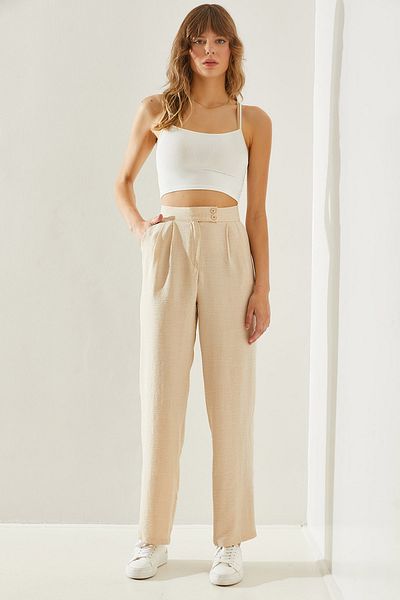 Bianco Lucci Double Button Detailed Women's Trousers -60251179