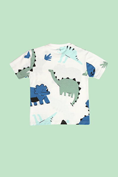 TRENDYOLKIDS Boys Dinosaur Patterned Cotton T-Shirt - Short Sleeve Tkdss24Ts00015