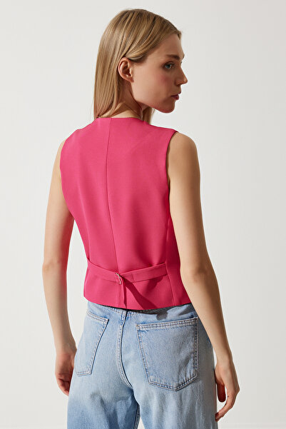 Happiness İstanbul Dark Pink Women's Vest - Short Woven, Fitted TO00048