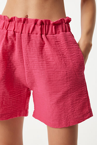 Happiness İstanbul Rózsaszín női nyári kimonó és rövidnadrág szett - WF00074