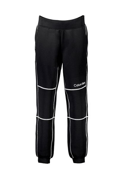 Calvin Klein Pantaloni de damă negri cu logo din bumbac - talie obișnuită elastică 00GWF3P636-BAE