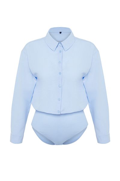 Trendyol Collection Blue Woven Shirt Body - Snap Detail, Regular Fit TWOSS24BD00076