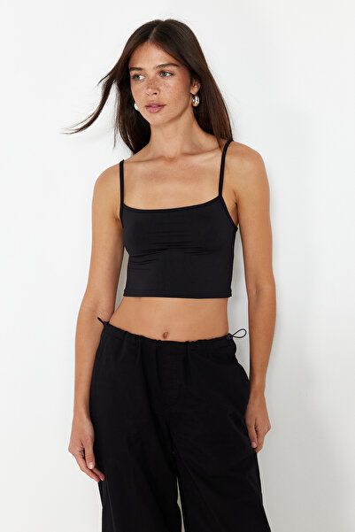 Trendyol Collection Black-Green 2-Pack Polyamid Content Strappy Crop Fitted Flexible Knitted Athlete TWOSS24AL00053