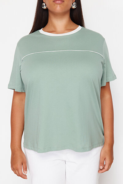 Trendyol Curve М'ята 100 бавовна Більш стійка розслаблена футболка TBBSS24BF00053 TBBSS24BF00053