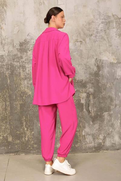 Melike Tatar OPEN FUCHIA Dubai Crepe Shirt Suit 32-6133