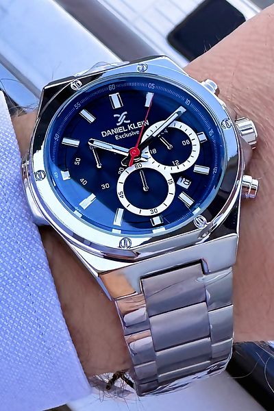 Daniel Klein Exclusive Men's Wristwatch 3 Atm Waterproof Silver Color Steel Cord Bracelet Gift Elg890