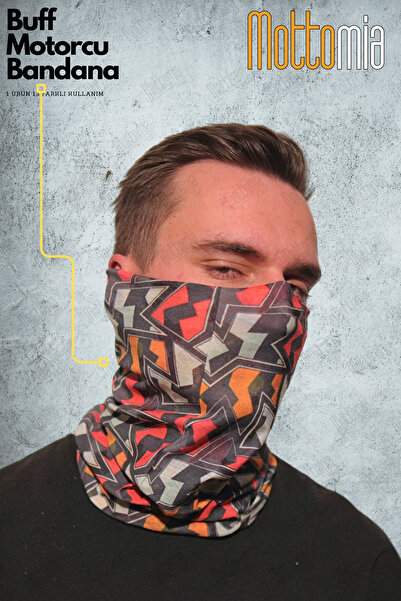 mottomia Freedom Desenli Unisex Viskon Kumaş Premium Kalite Buff (Baf) Boyunluk Motorcu Bandana