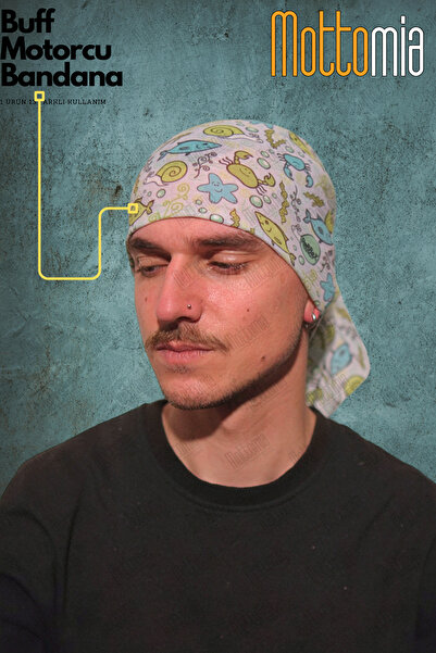 mottomia قماش فيسكوز للجنسين بنمط سمكة عالي الجودة برتقالي (باف) طوق الرقبة ل...