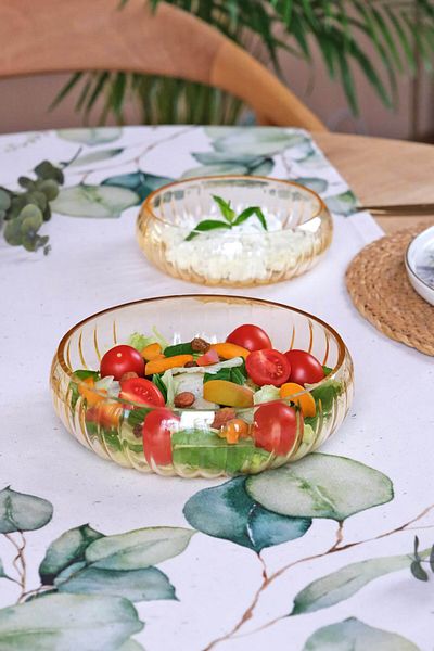 Glore Medium Size Glass Yellow Salad Bowl