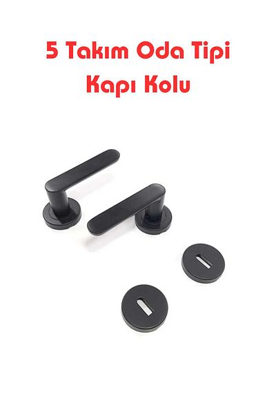 ARON (7 Set) Black Round Rosette Barbaros Mat - 5 Room and 2 Bathroom WC Apartment Set