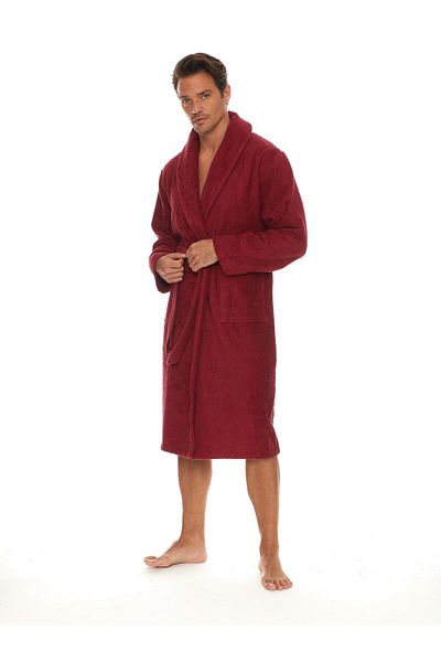 Homelover 100% Organic Cotton Şalyaka Red Men's Bathrobe - Extra Soft Luxury Design Bathrobe