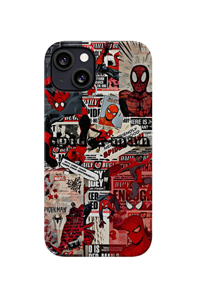 EMENYUS iPhone 13 Uyumlu Spiderman Desenli Baskılı Telefon Koruma Kılıfı