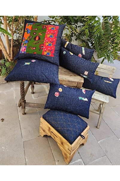 BEGÜLDAN Kırkyama Divitin Pazen Ve Denim Kot Jean Kumaş Ve El Işi Dikişler Il...