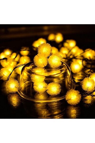 Schulzz Güneş Enerjili 6.5 M 30 Led Sarı Gün Işığı Kar Tanesi Solar Bahçe Ayd...