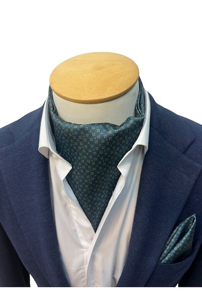 TMFASHİON Men's Ascot Scarf - Infinite Pattern, Self-Tied Neck Cover and Pocket Handkerchief Set