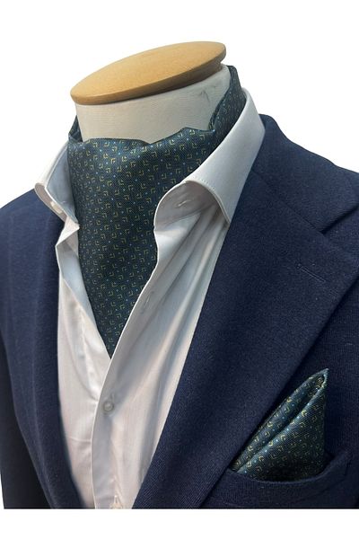 TMFASHİON Men's Ascot Scarf - Infinite Pattern, Self-Tied Neck Cover and Pocket Handkerchief Set
