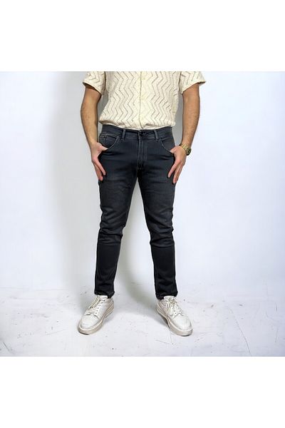 DVISION Γκρι Slim Fit Πλεκτό Ανδρικό Τζιν Παντελόνι - Dobby