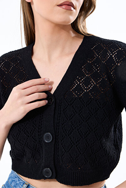 YUGA KNİTTİNG AJURLU - Cardigan de sezon cu mânecă scurtă perforată