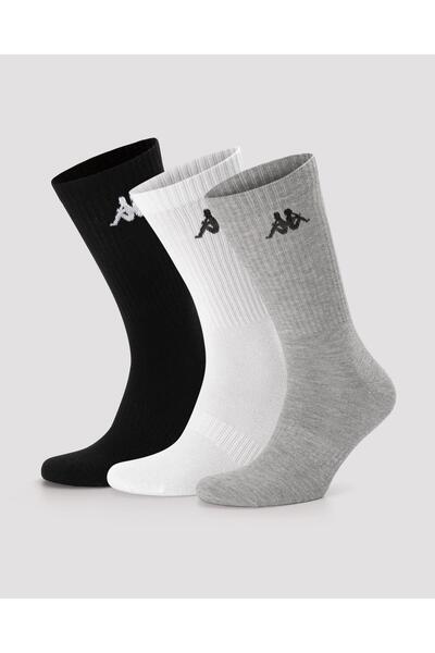 Kappa Șosete autentice Sally, pachet de 3, unisex, gri-negru-alb, cu croială ...