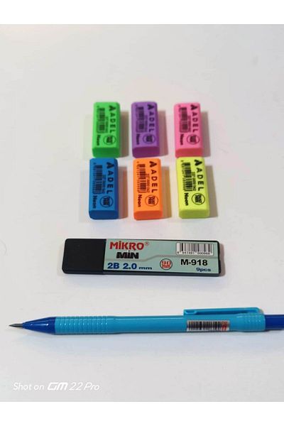 Mikro 2mm Thick Tip Pen - Tip and Eraser (3 Pieces Set)