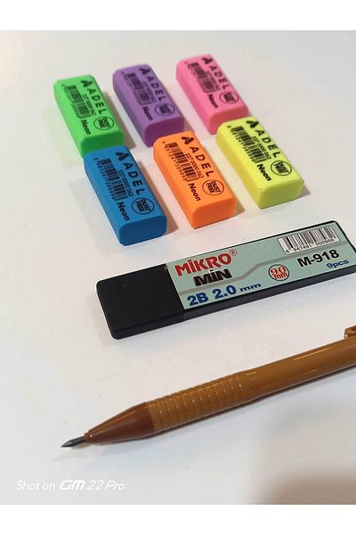 Mikro 2mm Thick Tip Pen - Tip and Eraser (3 Pieces Set)