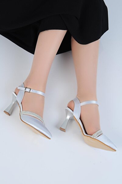 Ayakcenter Pantofi de damă Crista 24-08 Satin 8Cm Toc