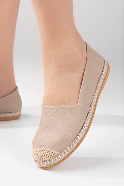 faaf ASKA FAAF Kadın Floter Deri/ Keten/Hasır Malzeme Espadril